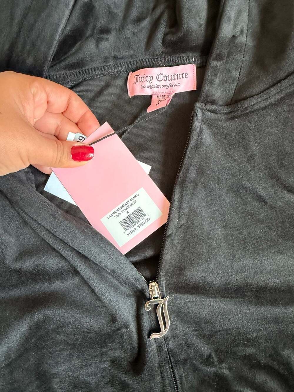 S Juicy Couture Liquorice Breezy Combo Velour Tracksuit Set - Picture 8 of 9